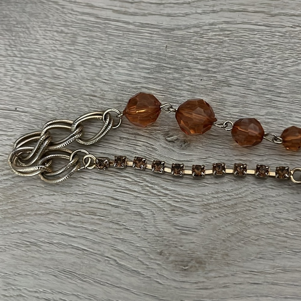 Vintage Gold Tone Beaded Rhinestone Necklace - Picture 6 of 6